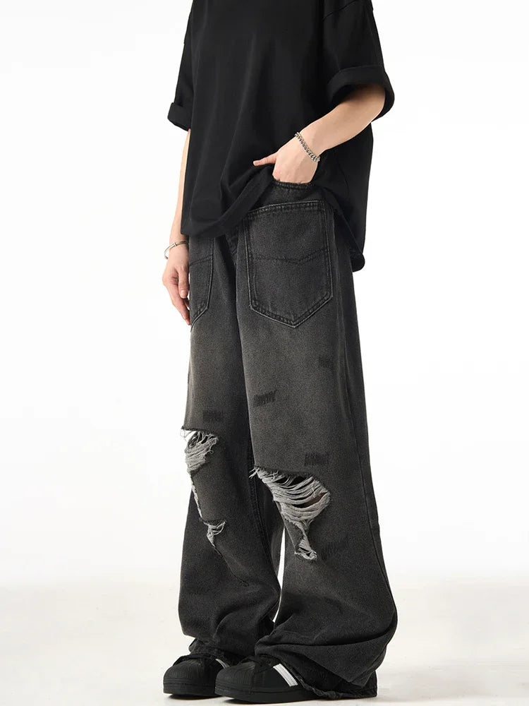 Crown & Co. Wide-Leg Distressed Denim