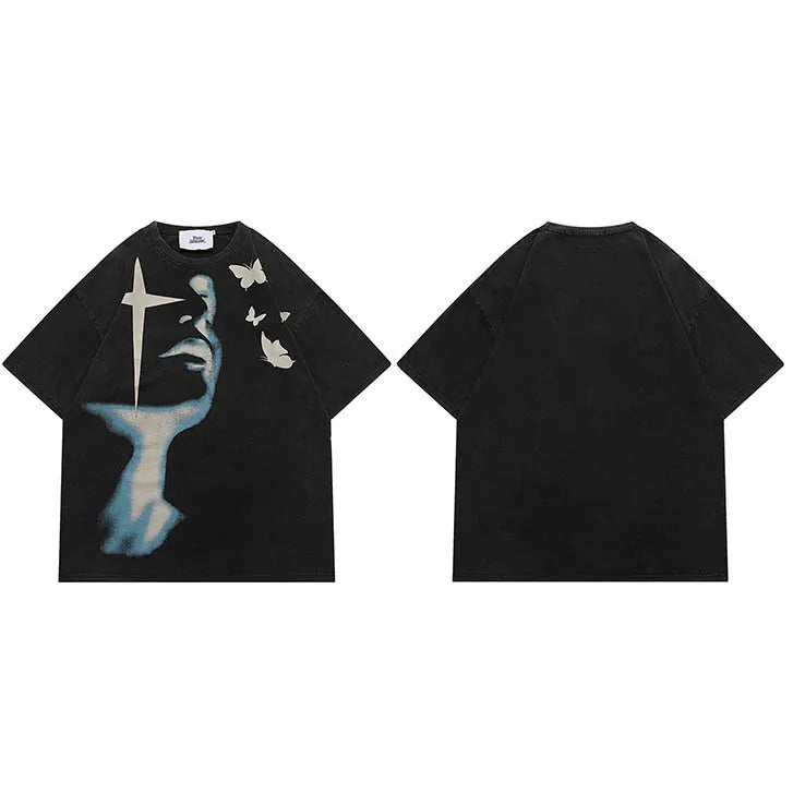 Crown&Co. Midnight Butterfly Tee – Washed Black