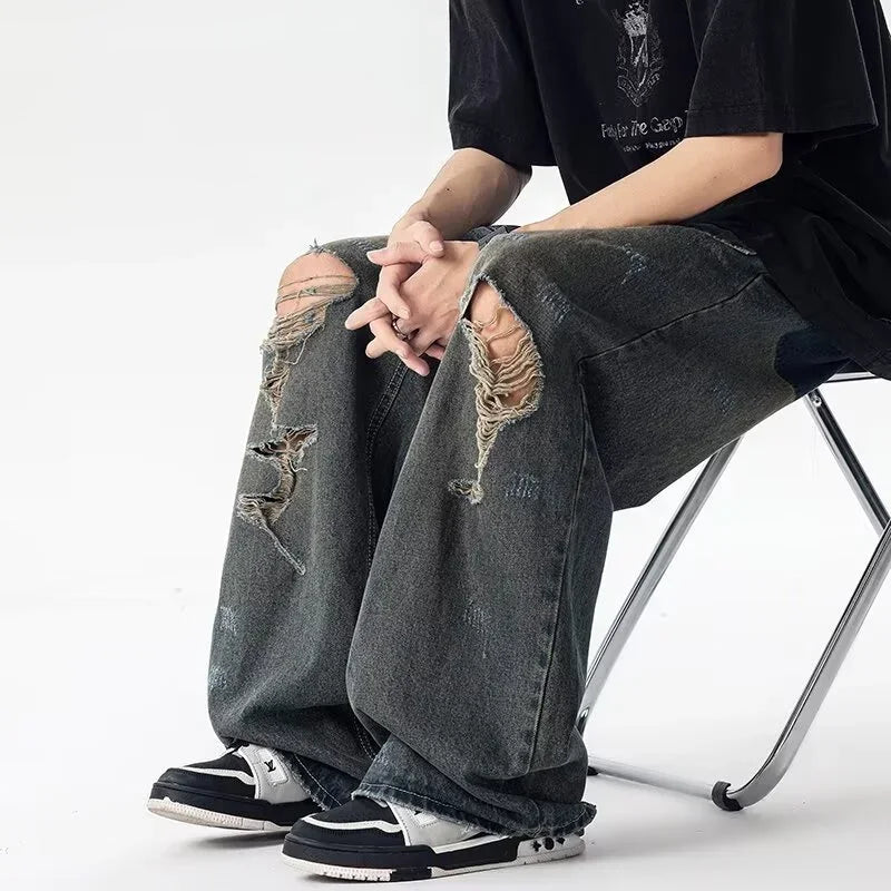 Crown & Co. Wide-Leg Distressed Denim