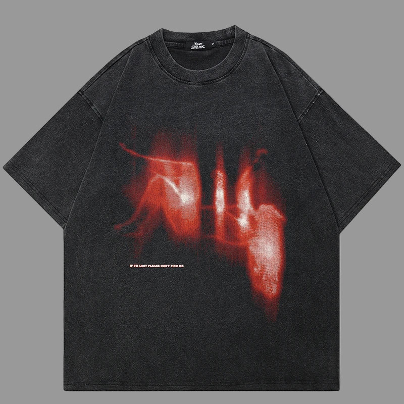 Lost Shadow Oversized Tee – Washed Black