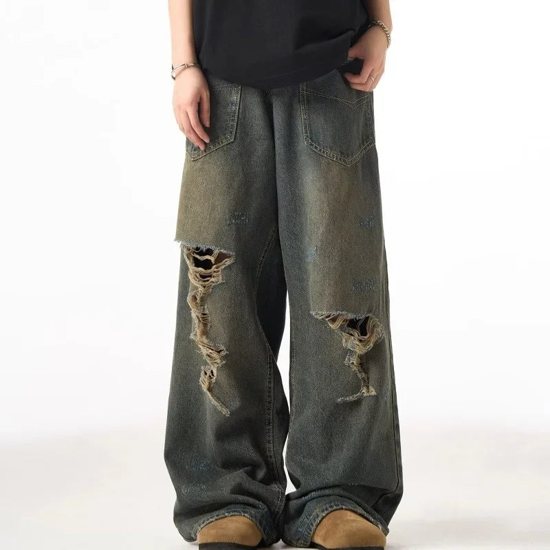 Crown & Co. Wide-Leg Distressed Denim