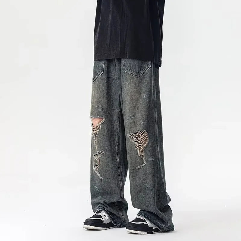 Crown & Co. Wide-Leg Distressed Denim